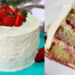 Receita de bolo com pedaços de morango macio, fácil e fofo