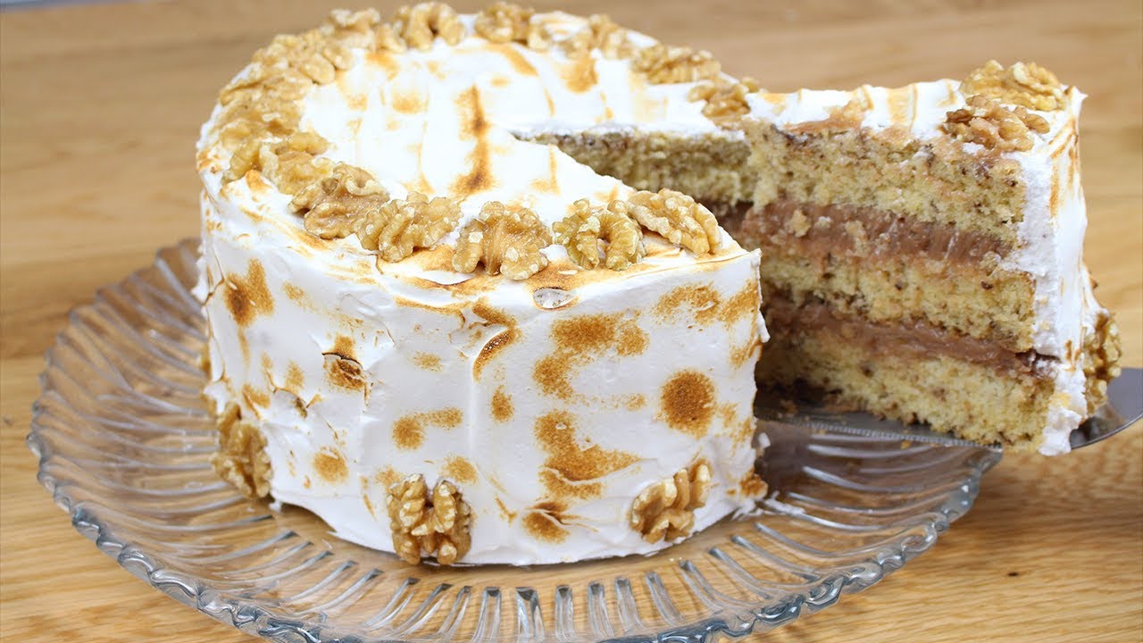 bolo de nozes fácil e simples com chantilly e doce de eite @cakepedia