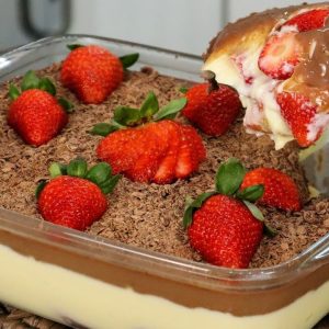 Receita de pavê de nutella com morangos muito fácil de fazer @sabornamesa