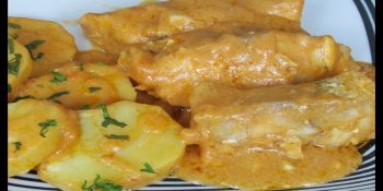 Pescada no forno com batata-doce