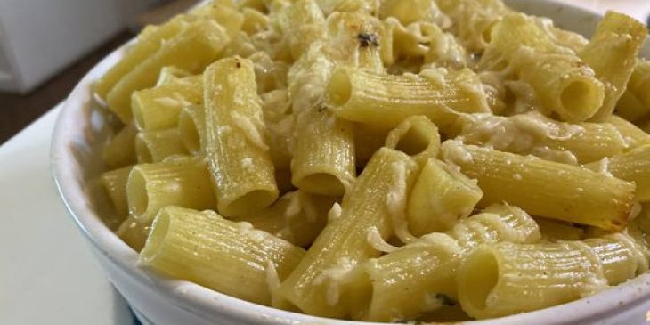 Rigatoni com requeijão ana maria tudo gostoso