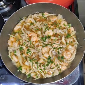 Shimeji com camarão