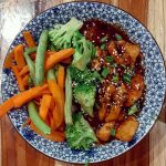 Frango teriyaki com legumes