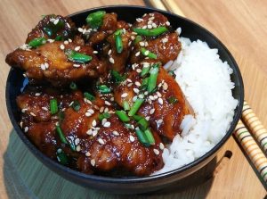 frango teriyaki com arroz