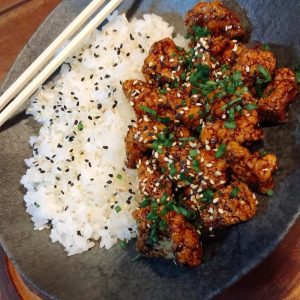 frango teriyaki com arroz