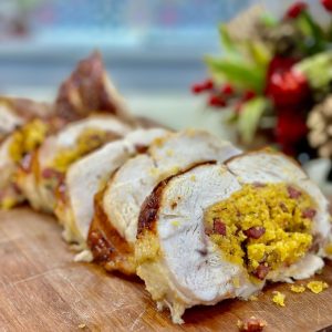 Chester recheado com farofa