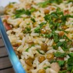 arroz no ano novo com lentilha e cebola