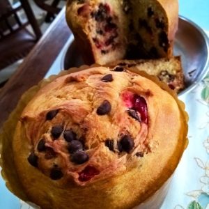 Panetone caseiro fofinho e úmido tradicional com gotas de chocolate sem sovar