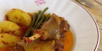 Curau com galinha guisada