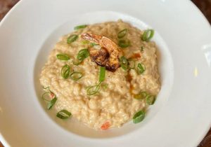 Risoto de camarão e queijos