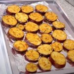 batata doce no forno formato chips
