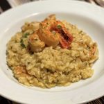 risoto carbonara com camarão simples