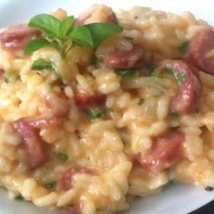 Risoto de calabresa e queijo coalho  receita