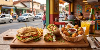 Lanches com frango desfiado