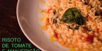 Risoto com tomate seco e manjericão