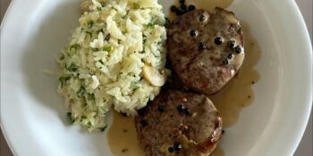 Arroz à piamontese com filé mignon