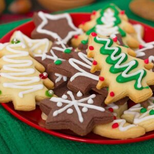 Biscoitinho de árvore de natal crocante amanteigado