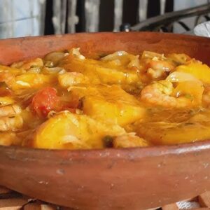 Camarão com banana-da-terra receita