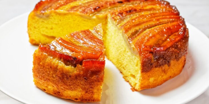 receitas de bolo de banana caramelada