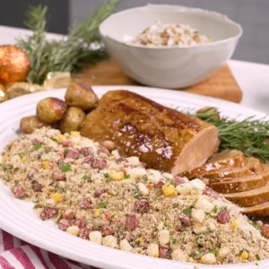 Farofa crocante com bacon e frutas secas ana maria