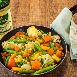 Refogado de legumes fácil receita simples caseira com  óleo de coco