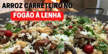 Arroz carreteiro no fogo de lenha