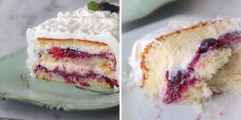 Bolo de baunilha com recheio de vinho do Porto e frutas secas