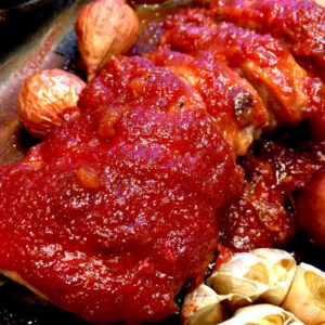 Costelinha suína com molho de goiabada picante