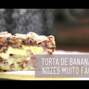 Torta de banana caramelizada com crocante de nozes receita