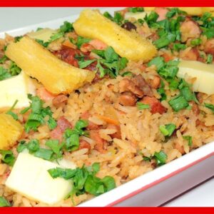 Baião de dois com frango desfiado receita