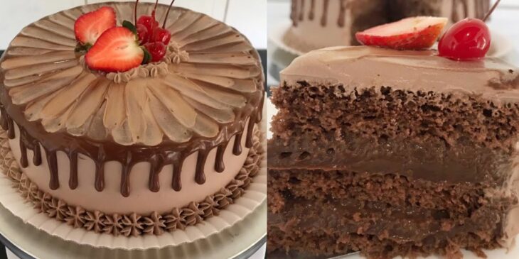 Bolo de chocolate com recheio de creme de avelã receita