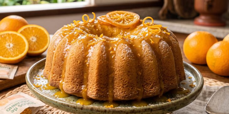 Bolo de laranja com suco de saquinho