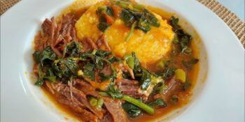 Polenta com costela desfiada