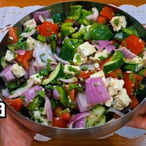 Salada grega com queijo receita