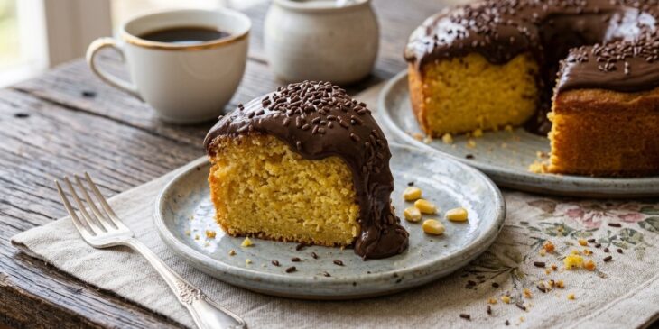 Bolo de milho com cobertura de brigadeiro receita