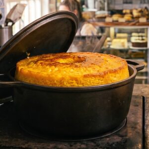 Bolo de milho no fogão