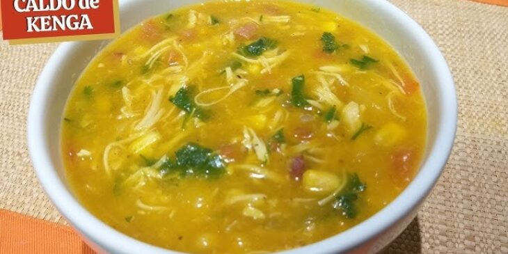 Caldo de kenga com frango bem desfiadinho receita