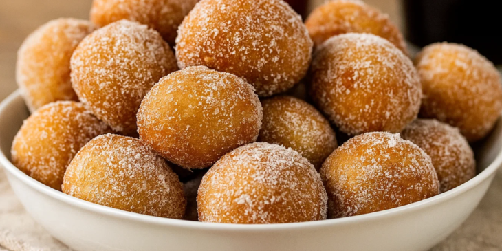 Bolinhos de chuva dispostos em tigela.