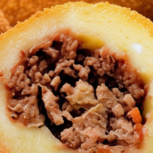 Bolinho de mandioca com carne moída