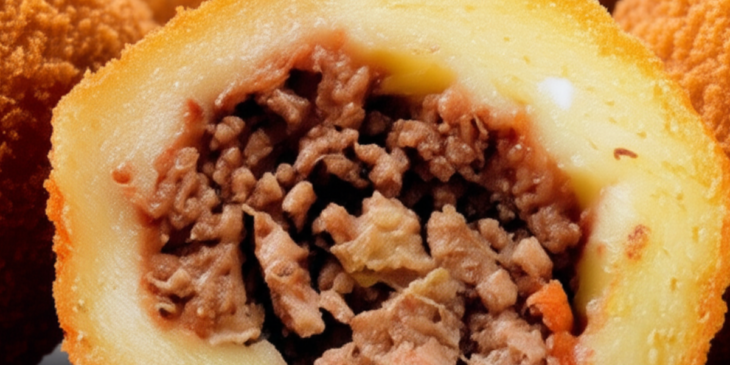 Bolinho de mandioca com carne moída