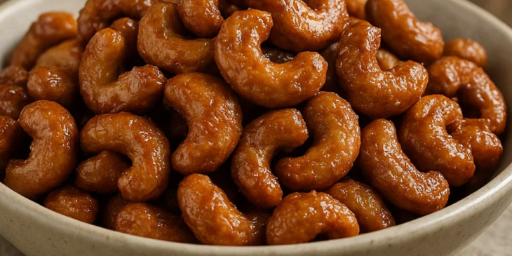 Castanha de caju caramelizada em tigela