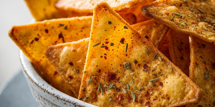 Doritos caseiro temperado e servido em tigela