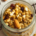 Granola low carb dentro do pote.