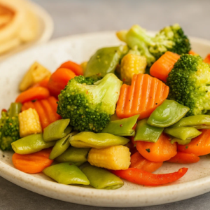 Legumes servidos em prato.