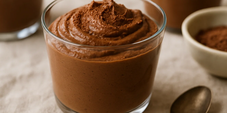 Mousse sem lactose servido em copinho.