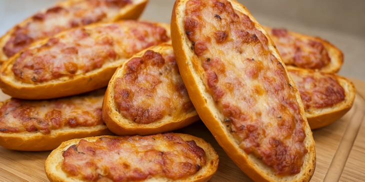 Pães de linguiça servidos em tábua