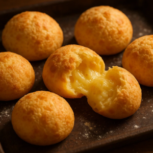 Pão de queijo pronto.