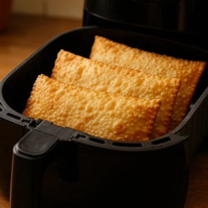 Pastéis prontos dentro da air fryer.