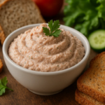 Patê de atum ao lado de torradas