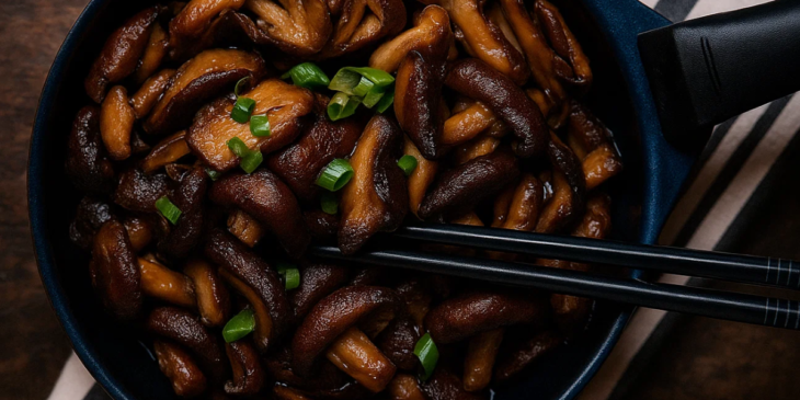 Shitake pronto em frigideira